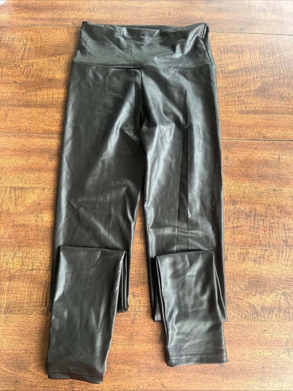 Oh Concept Black Wet Look Leggings High Rise Faux Leather Stretch Matrix S/M